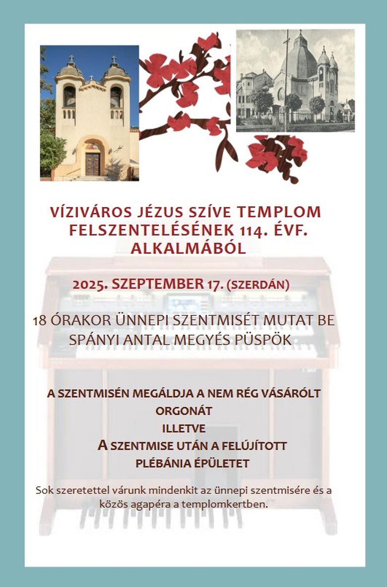 Templomszentelési évforduló lesz szerdán Vízivárosban