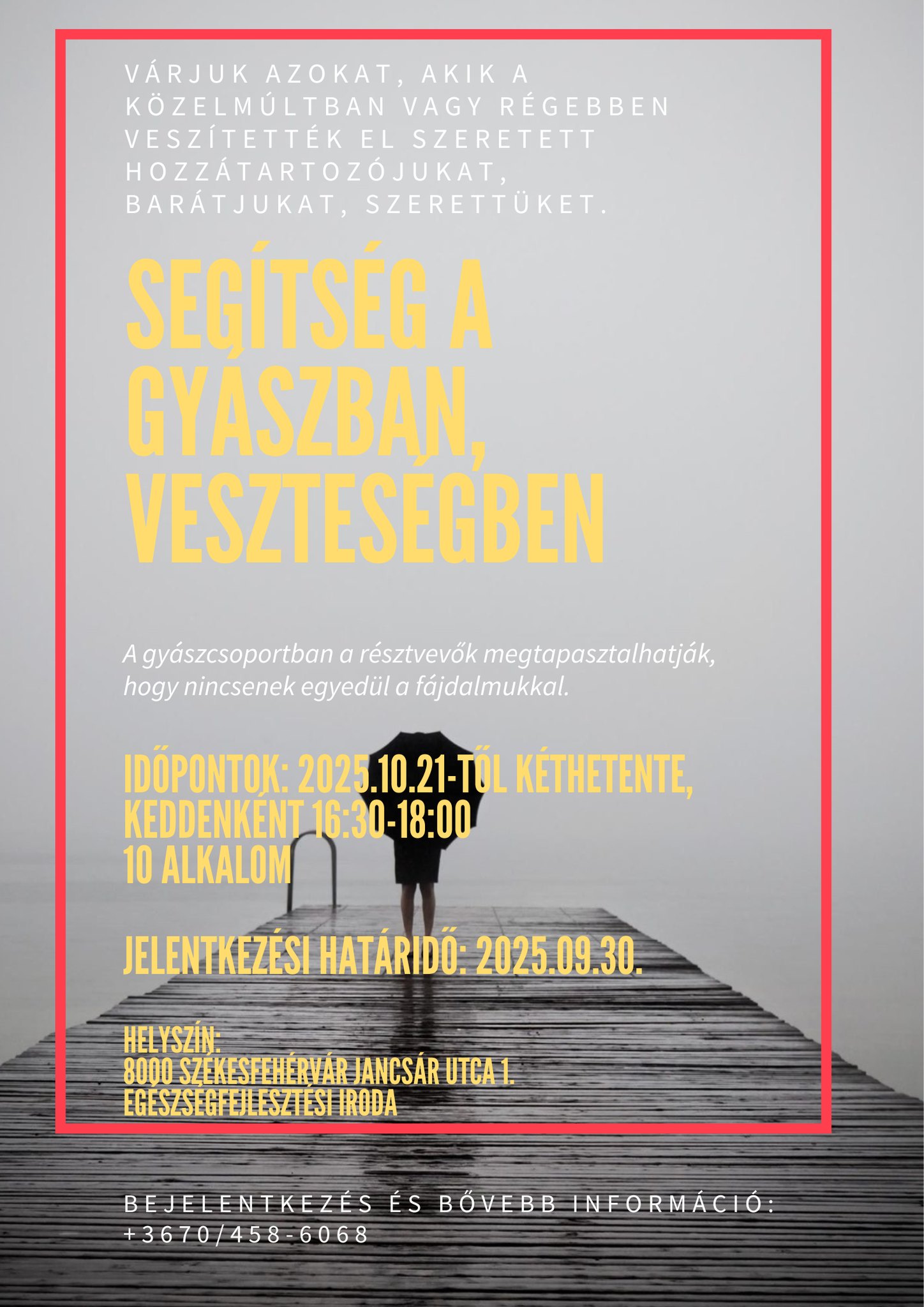 Segítség a veszteségben! – gyászfeldolgozó csoportot indít az Egészségfejlesztési Iroda