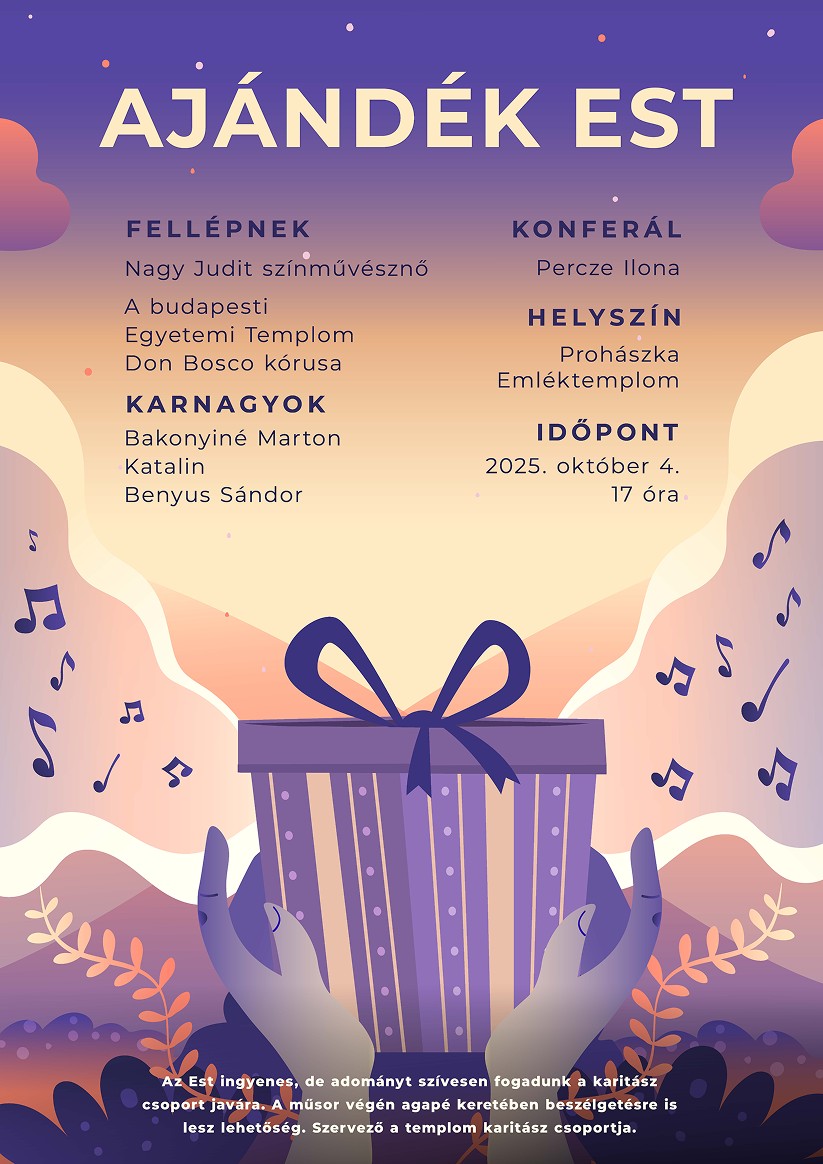 Ajándék Est szombaton a Prohászka Ottokár Emléktemplomban