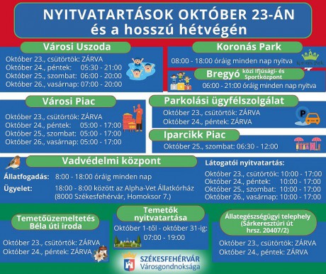Uszoda, piac, Bregyó - nyitvatartások az október 23-i hosszú hétvégén