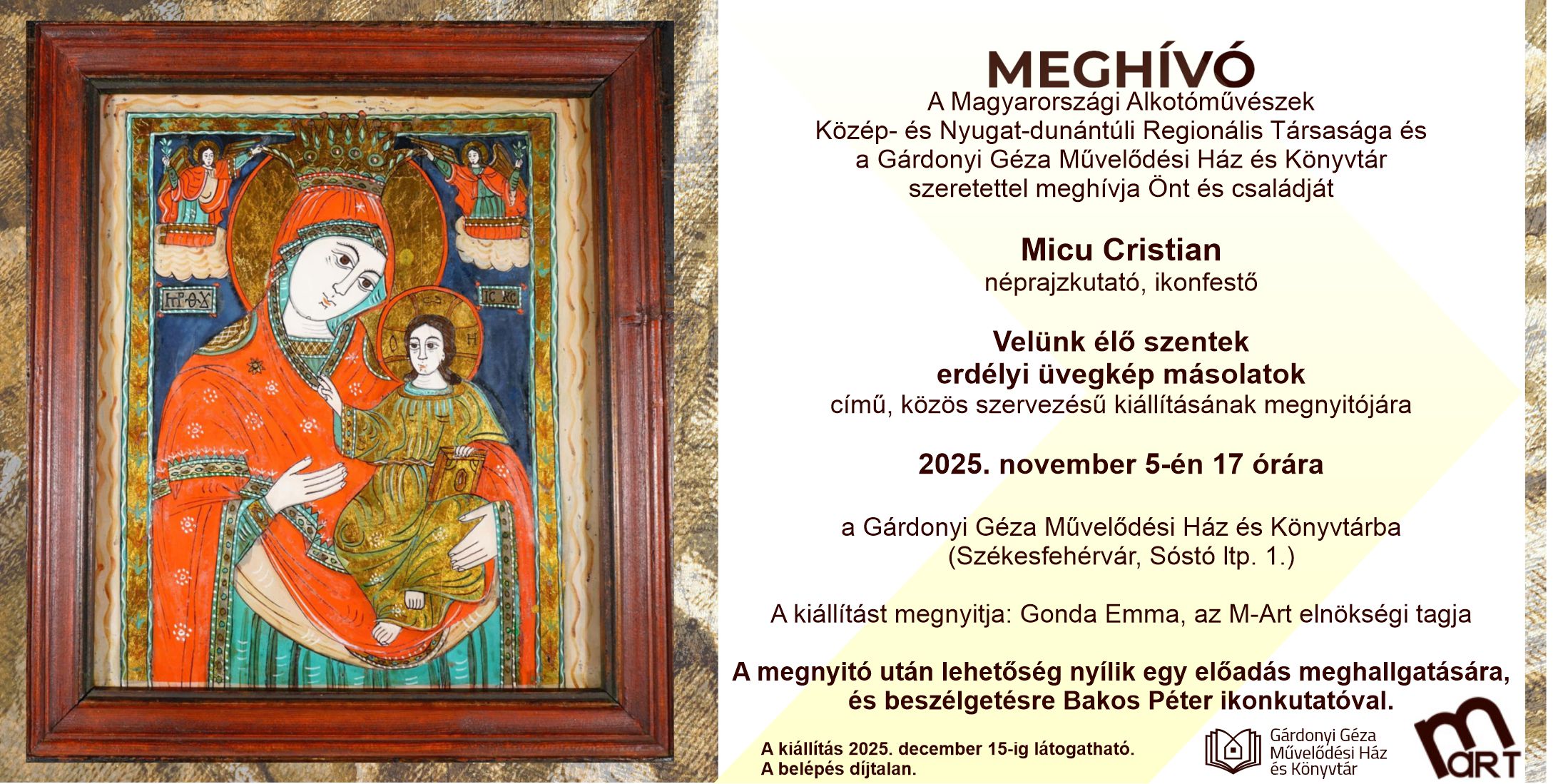 „Velünk élő szentek” – ikonkiállítás nyílik a Gárdonyiban