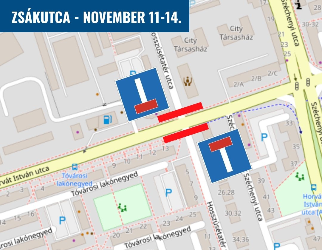 November 11. és 14. között zsákutca lesz a Hosszúsétatér mindkét ága