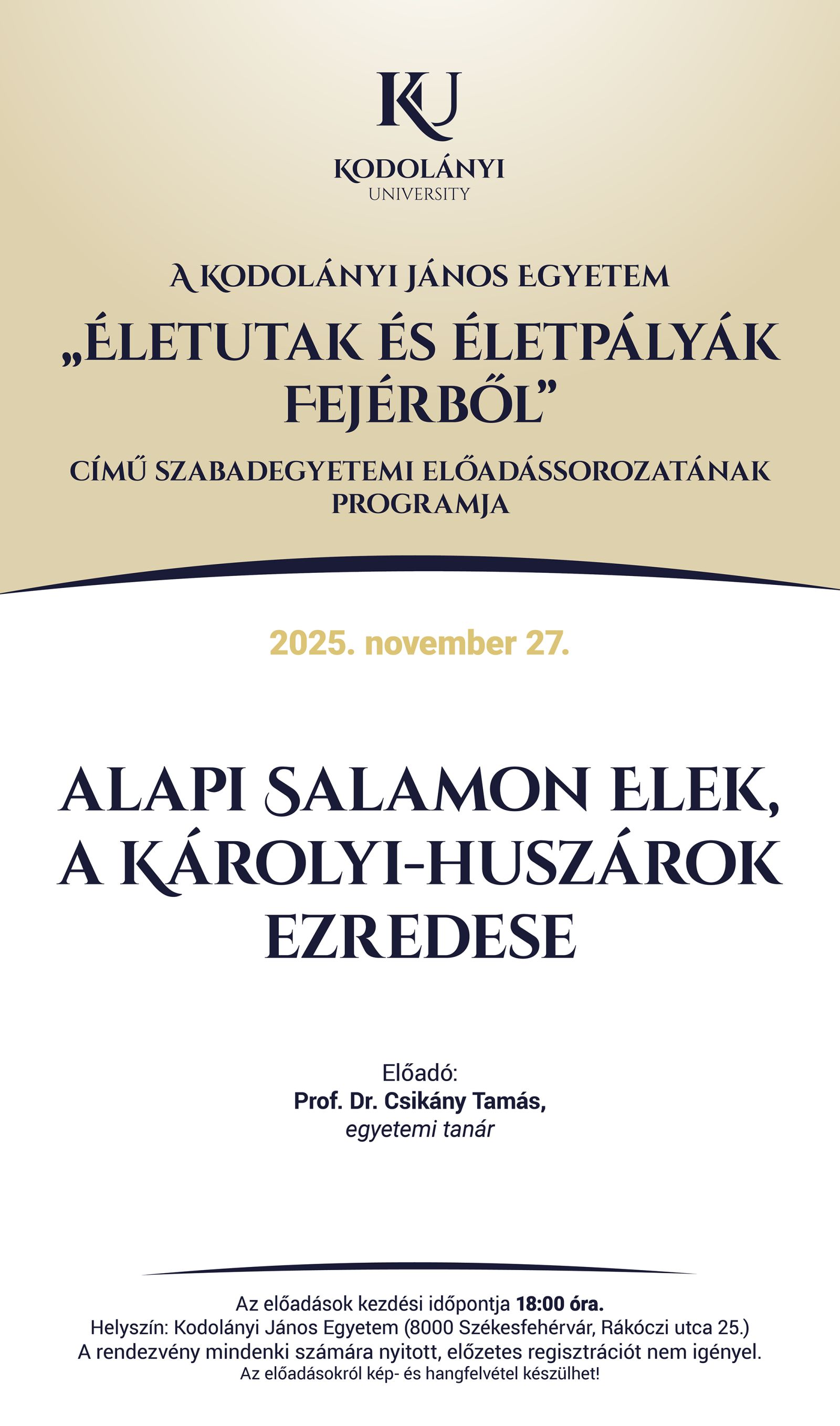 Életutak és életpályák Fejérből  - a Károlyi-huszárok ezredeséről szól a Kodolányi Szabadegyetem