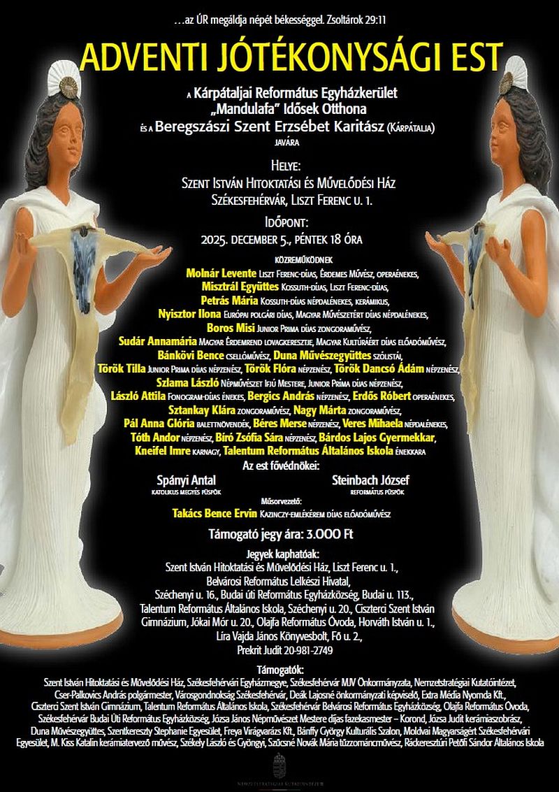 Kárpátaljai közösségeket segítenek a 20. Ökumenikus Adventi Jótékonysági Est bevételével