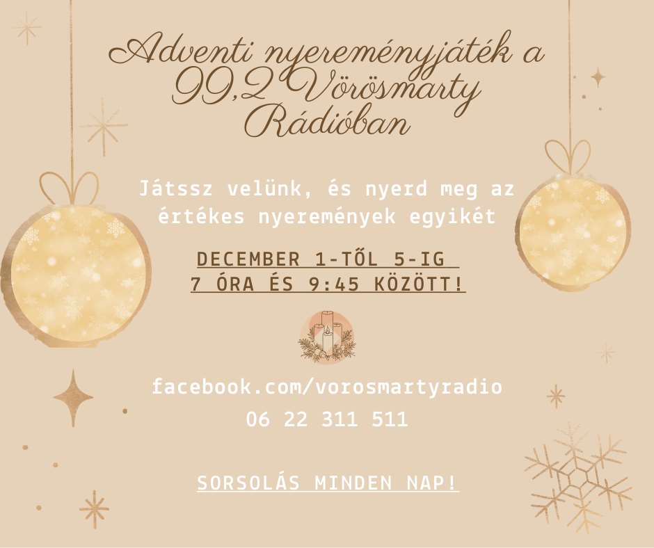 Adventi nyereményhét indult a Vörösmarty Rádióban