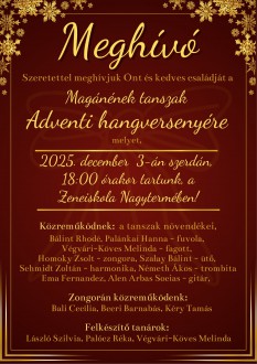 Ünnepi estek a Zeneiskolában – szerdán a magánének tanszak növendékei lépnek fel