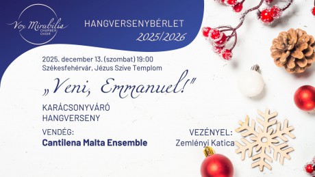 Karácsonyi koncertre várja a zenebarátokat december 13-án a Vox Mirabilis