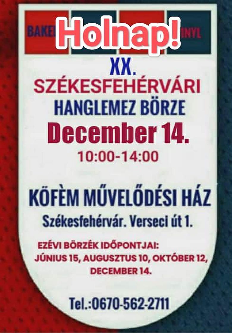 Székesfehérvári Hanglemez Börze december 14-én a Köfémben
