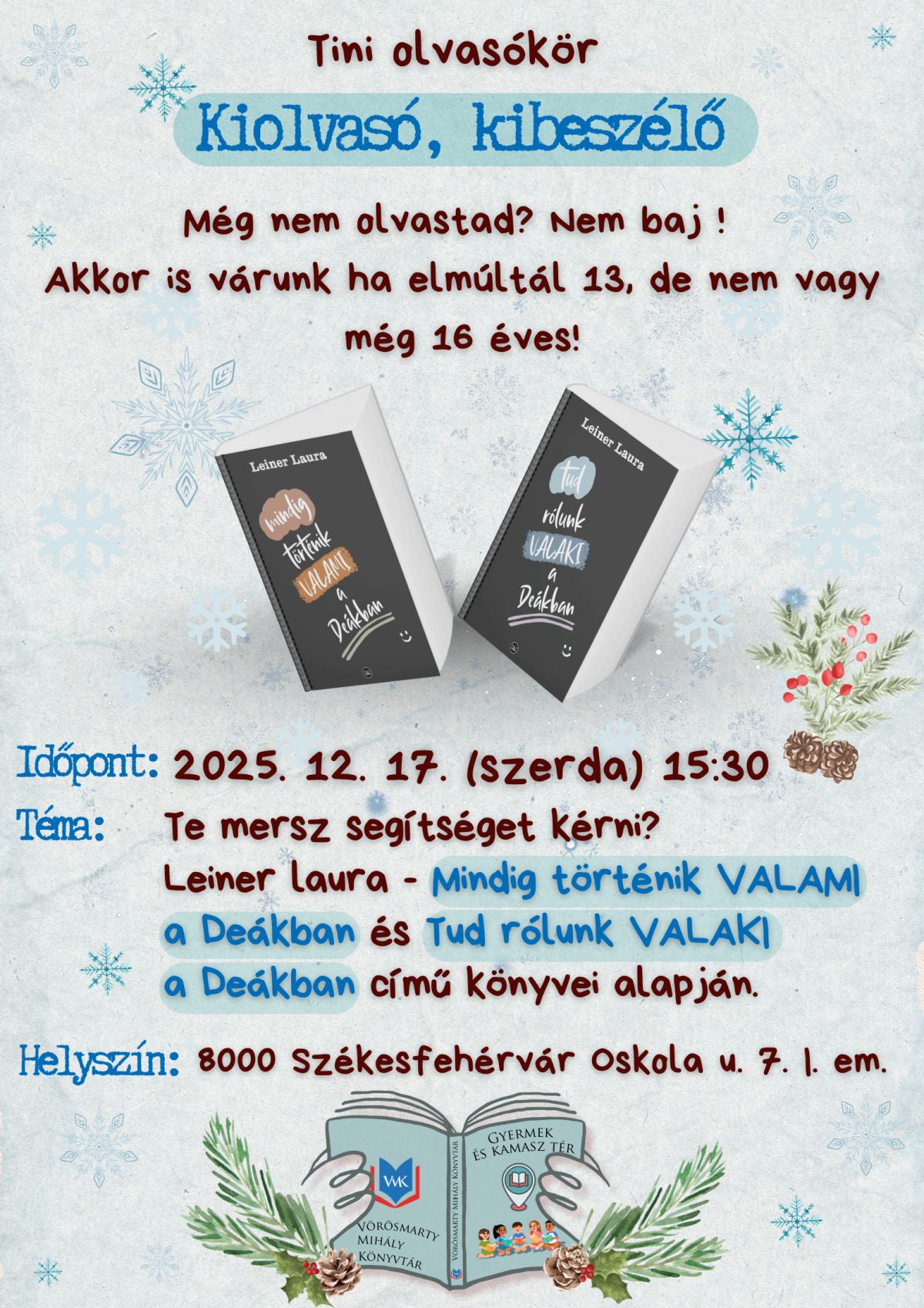 Kiolvasó, kibeszélő – decemberben is lesz olvasókör tiniknek
