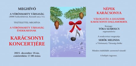 Népek karácsonya – ingyenes koncertet ad a Vörösmarty Társaság énekkara