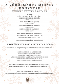 Így tartanak nyitva a székesfehérvári könyvtárak az ünnepi időszakban