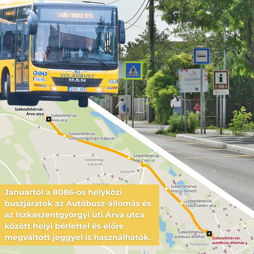 A 8086-os helyközi buszjáratokkal bővült a fehérvári közösségi közlekedés