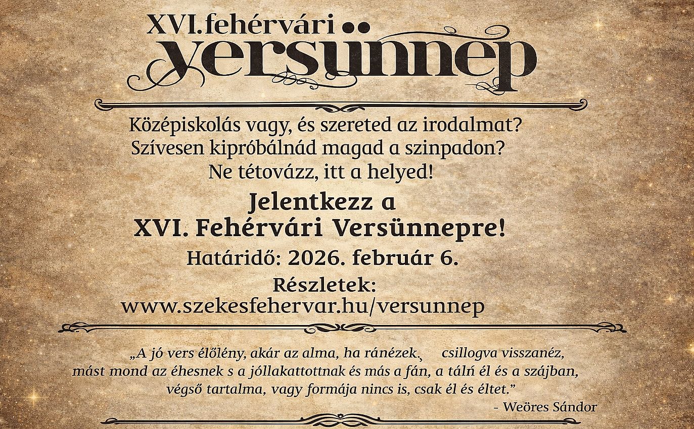 Fehérvári Versünnep - február 6-ig lehet jelentkezhetnek a diákok