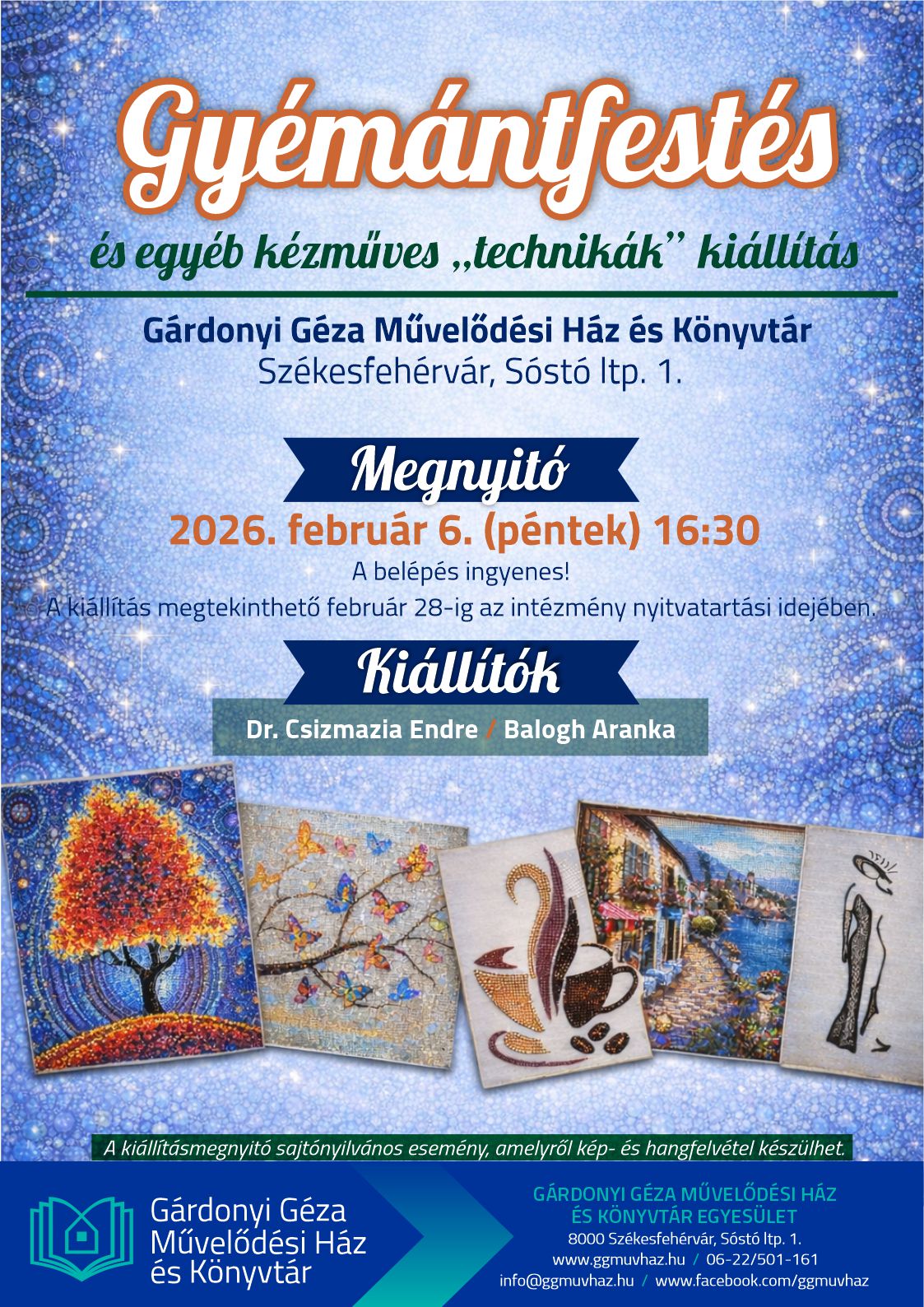 Kapu egy különleges, csillogó világra – gyémántfestés-kiállítás nyílik a Gárdonyi Géza Művelődési Házban