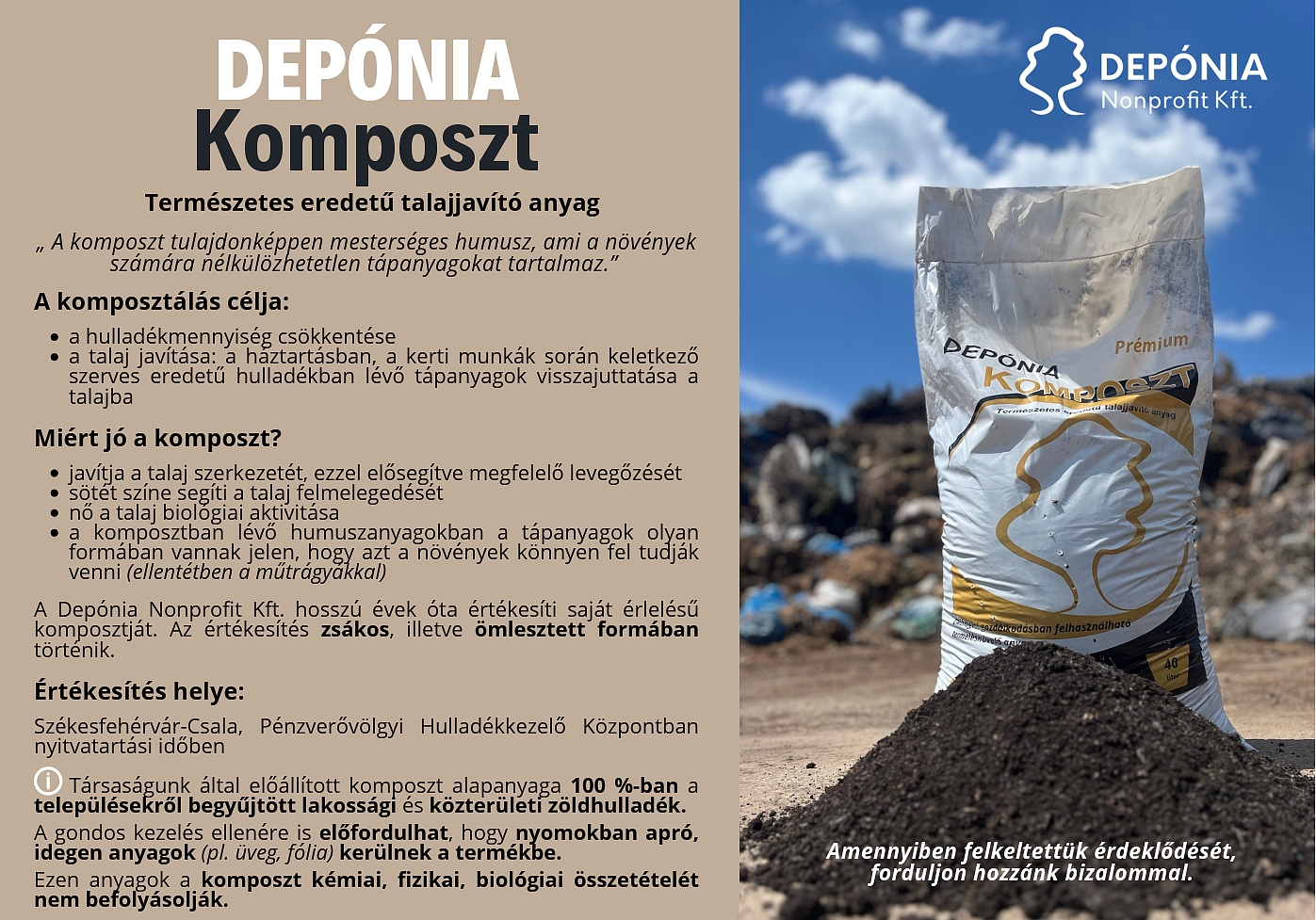 Kíváló komposzt zöldhulladékból - zsákos és ömlesztett formában is elérhető