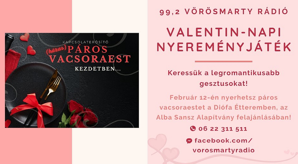 A szerelem hullámhosszán - Valentin-napi játék a 99,2 Vörösmarty Rádióban