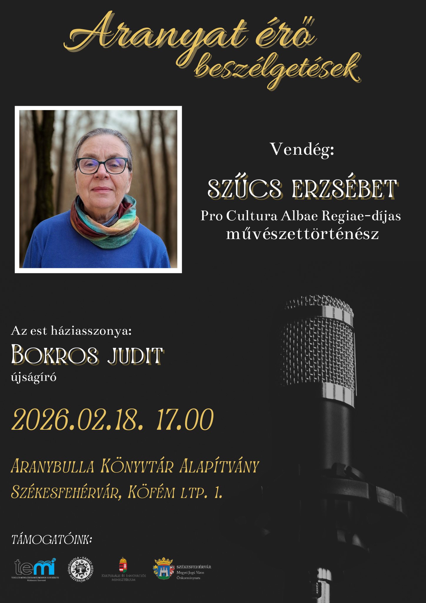 Szűcs Erzsébet művészettörténésszel folytatódnak szerdán este az Aranyat érő beszélgetések