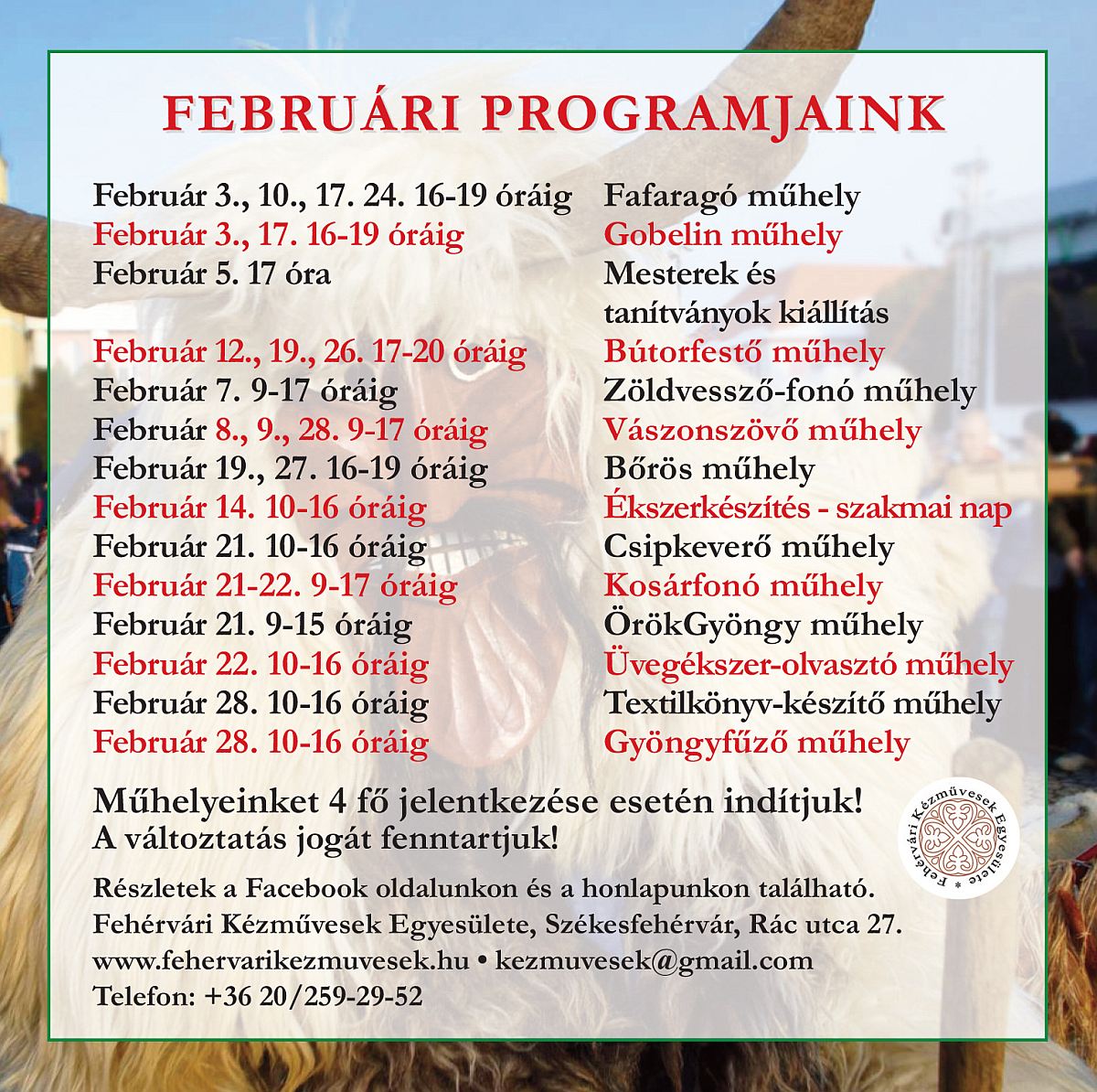 Négyféle műhelyfoglalkozás is lesz hétvégén a Kézművesek Házában