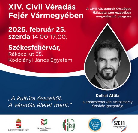 Civil véradás - február 25-én Székesfehérváron várják az önzetlen segítőket