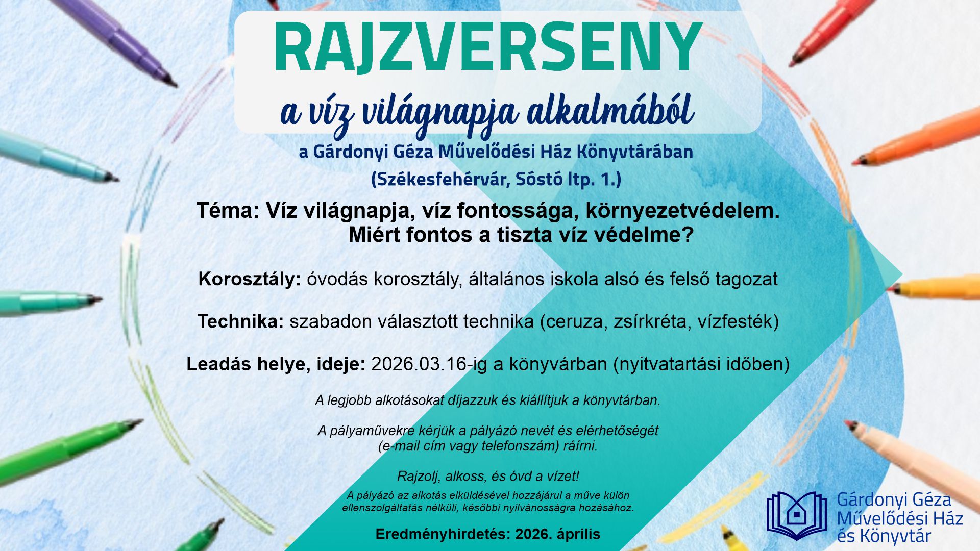 Rajzverseny a Víz világnapja alkalmából a Gárdonyiban
