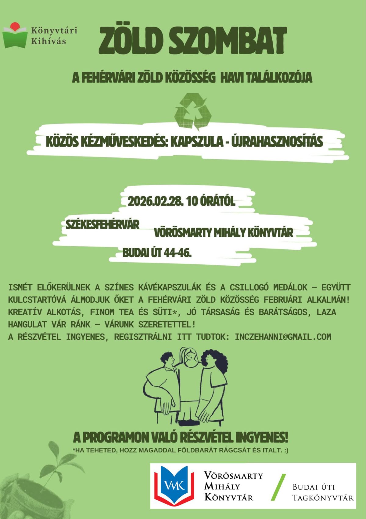 Zöld szombat és kreatív kézműveskedés a Budai úti Tagkönyvtárban