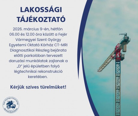 Hétfőn délelőtt nem lehet majd parkolni a CT Diagnosztikai Részleg előtt