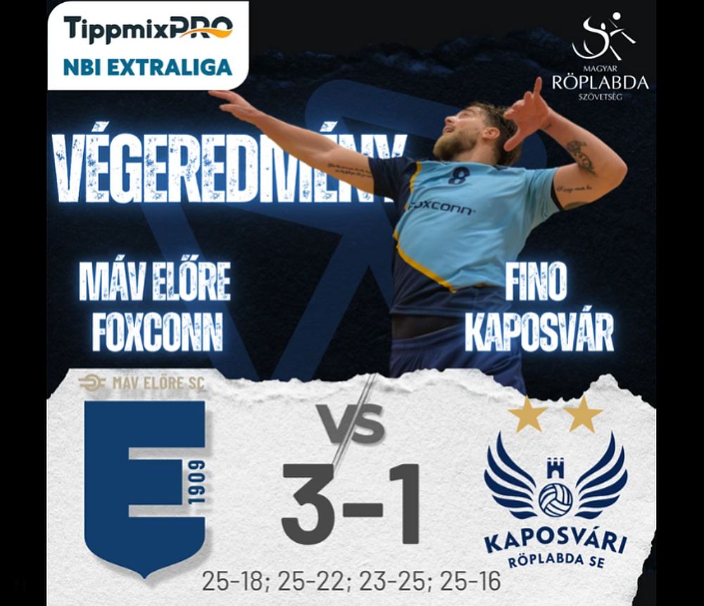 Férfi röplabda Extraliga - alapszakaszgyőztes a címvédő MÁV Előre