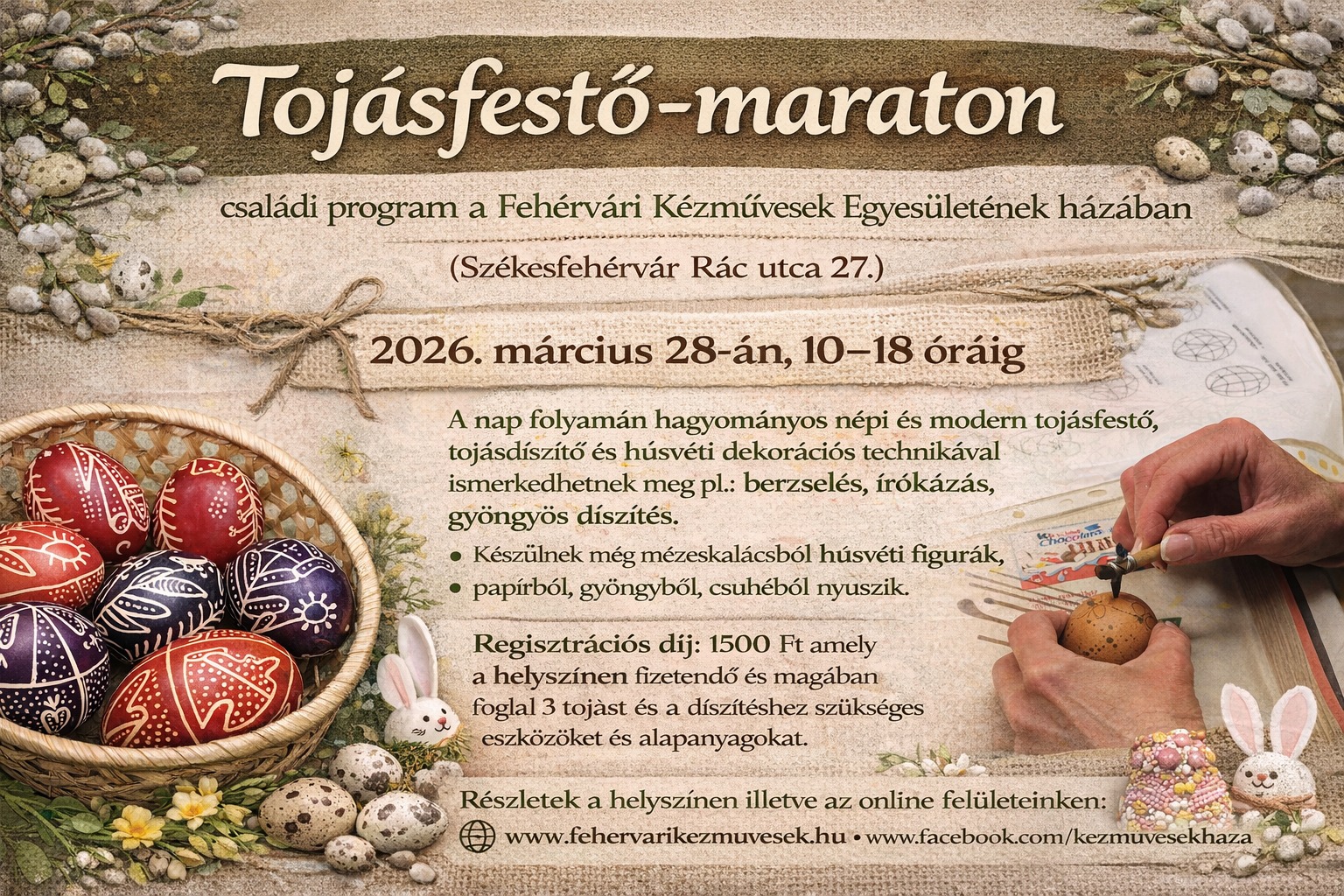 Újra itt a Tojásfestő Maraton! – egész napos program március 28-án, szombaton a Kézművesek Házában