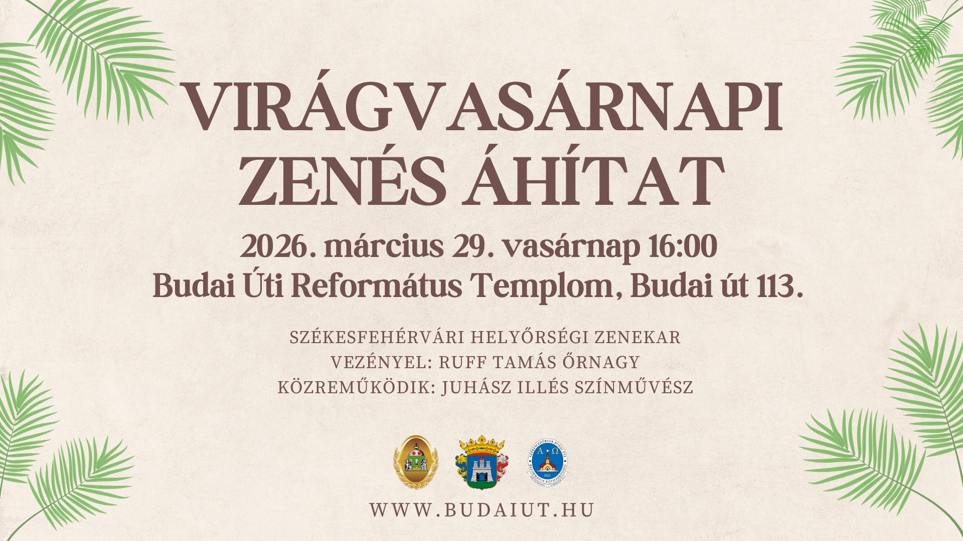 Virágvasárnapi zenés áhítat a Budai úti református templomban