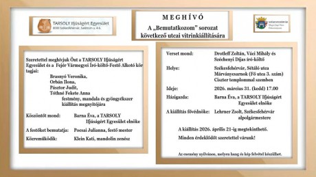 Újabb vitrinkiállítás nyílik a Fő utcán – ezúttal a Fejér Vármegyei Alkotó Kör tagjaival