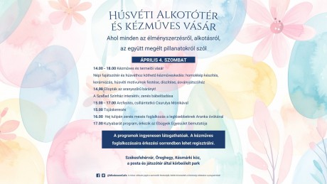 Húsvéti alkotó tér és kézműves vásár várja vendégeit szombaton délután a Késmárki közben