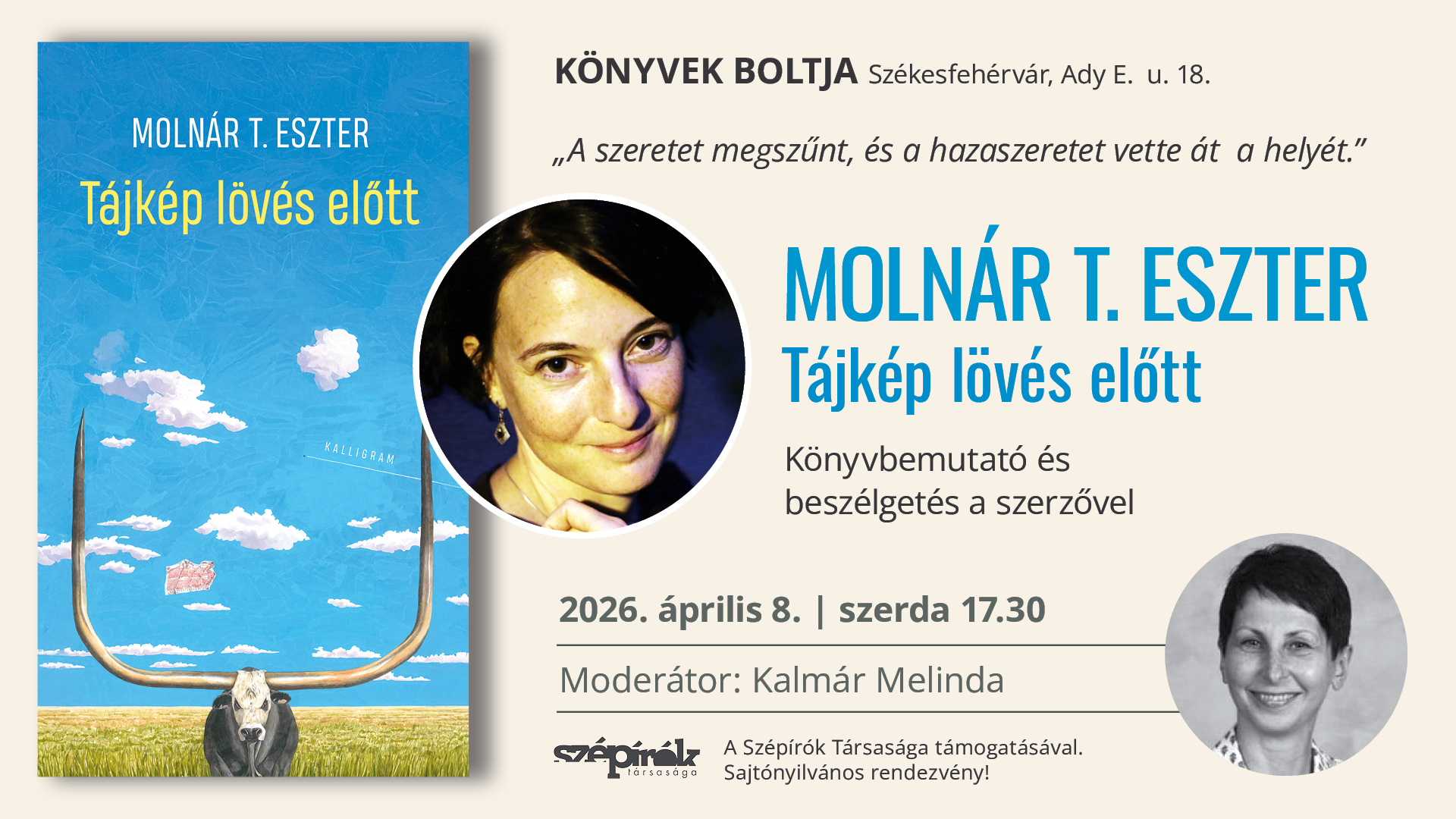 Tájkép lövés előtt - író-olvasó találkozó Molnár T. Eszterrel