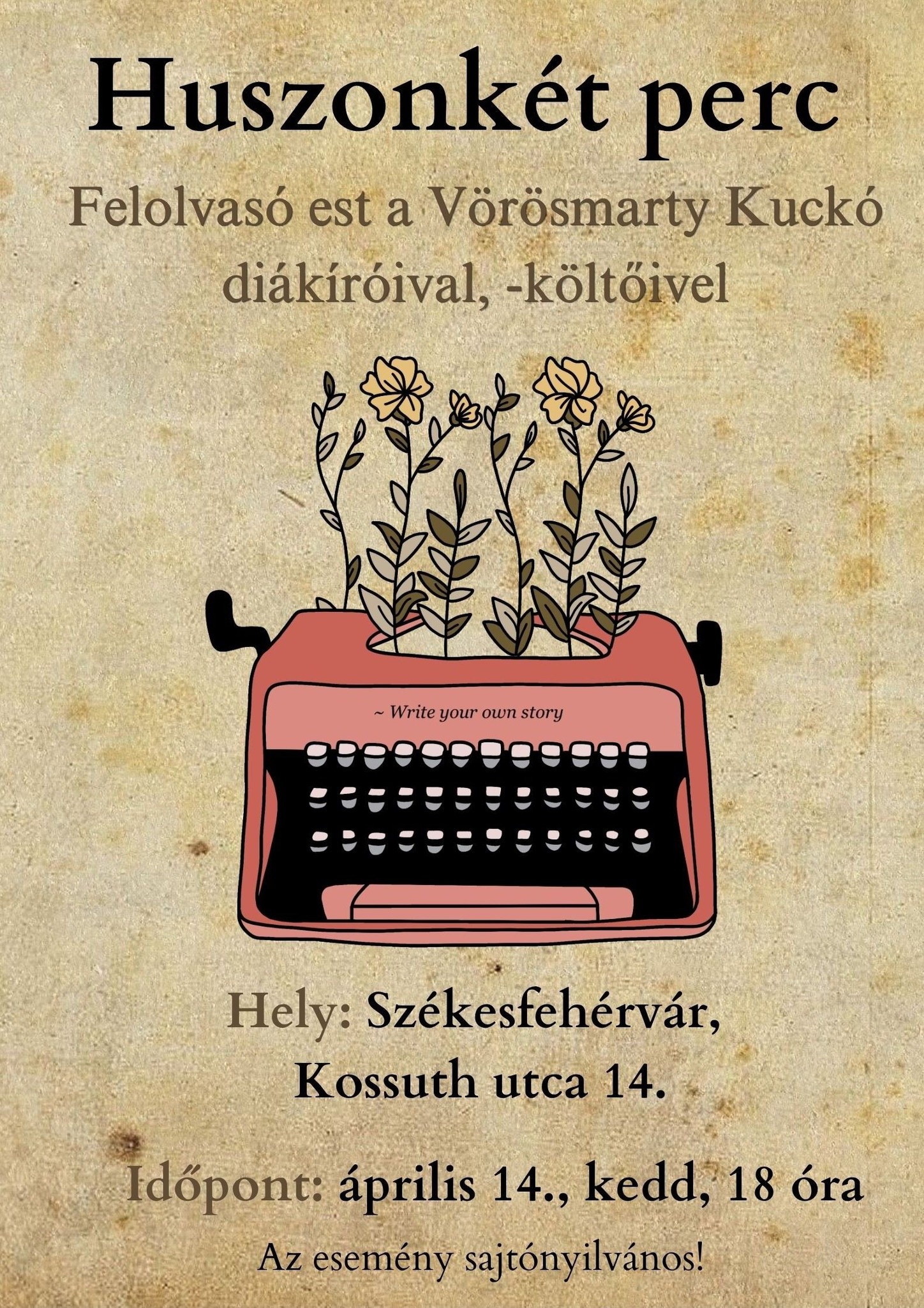 Huszonkét perc – felolvasóest a Vörösmarty Kuckó diákíróival, költőivel