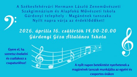 Nyílt napot rendeznek április 16-án és 17-én a Zeneiskolában