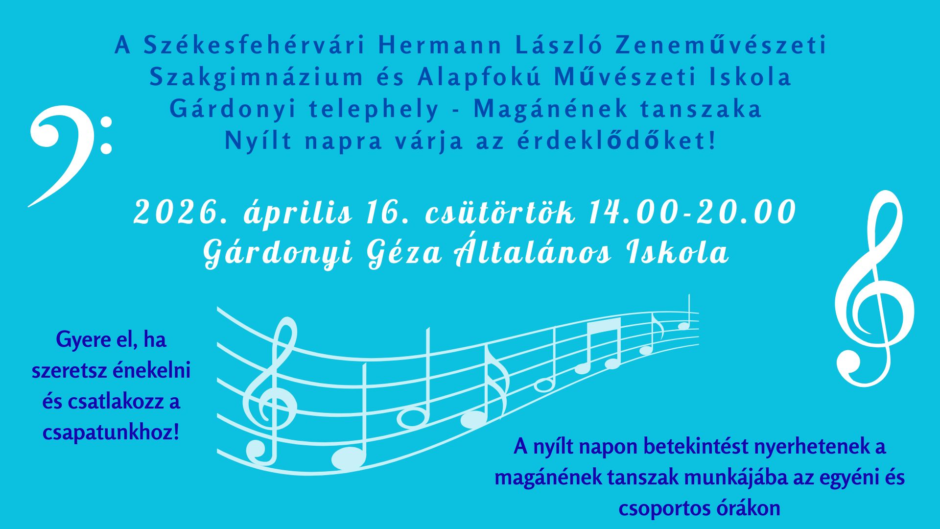 Nyílt napot rendeznek április 16-án és 17-én a Zeneiskolában