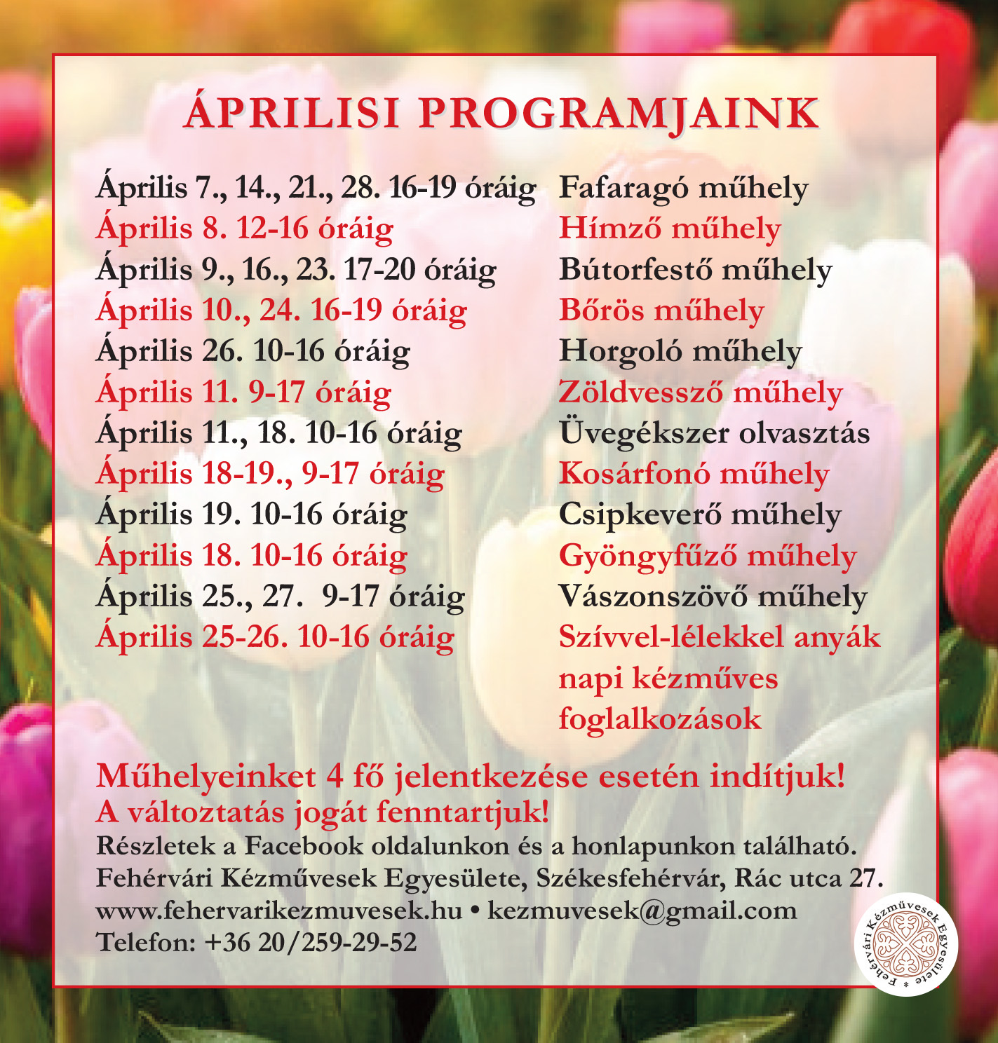 Áprilisban megújult lendülettel folytatódnak a kézműves műhelyek a Rác utcában