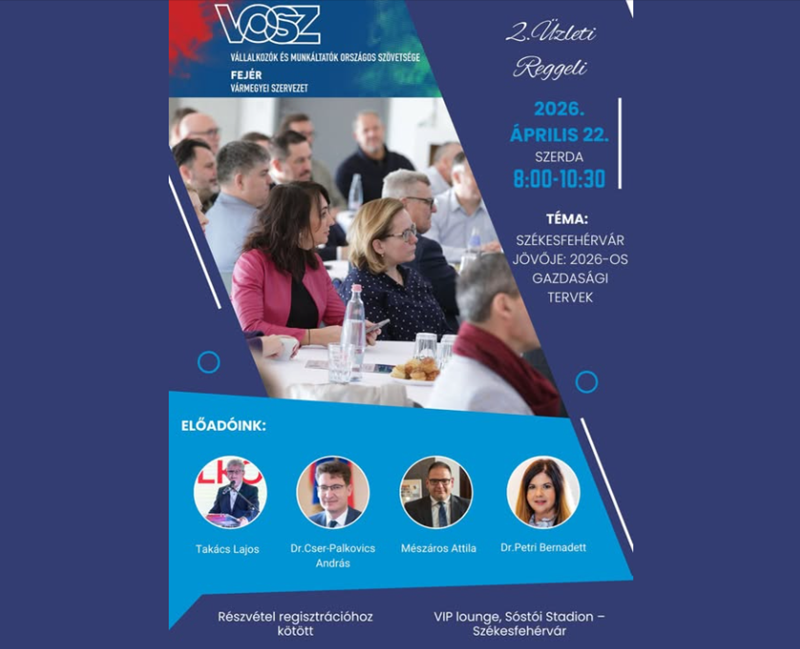 Április 22-én folytatódik a VOSZ Üzleti reggeli elnevezésű programsorozata