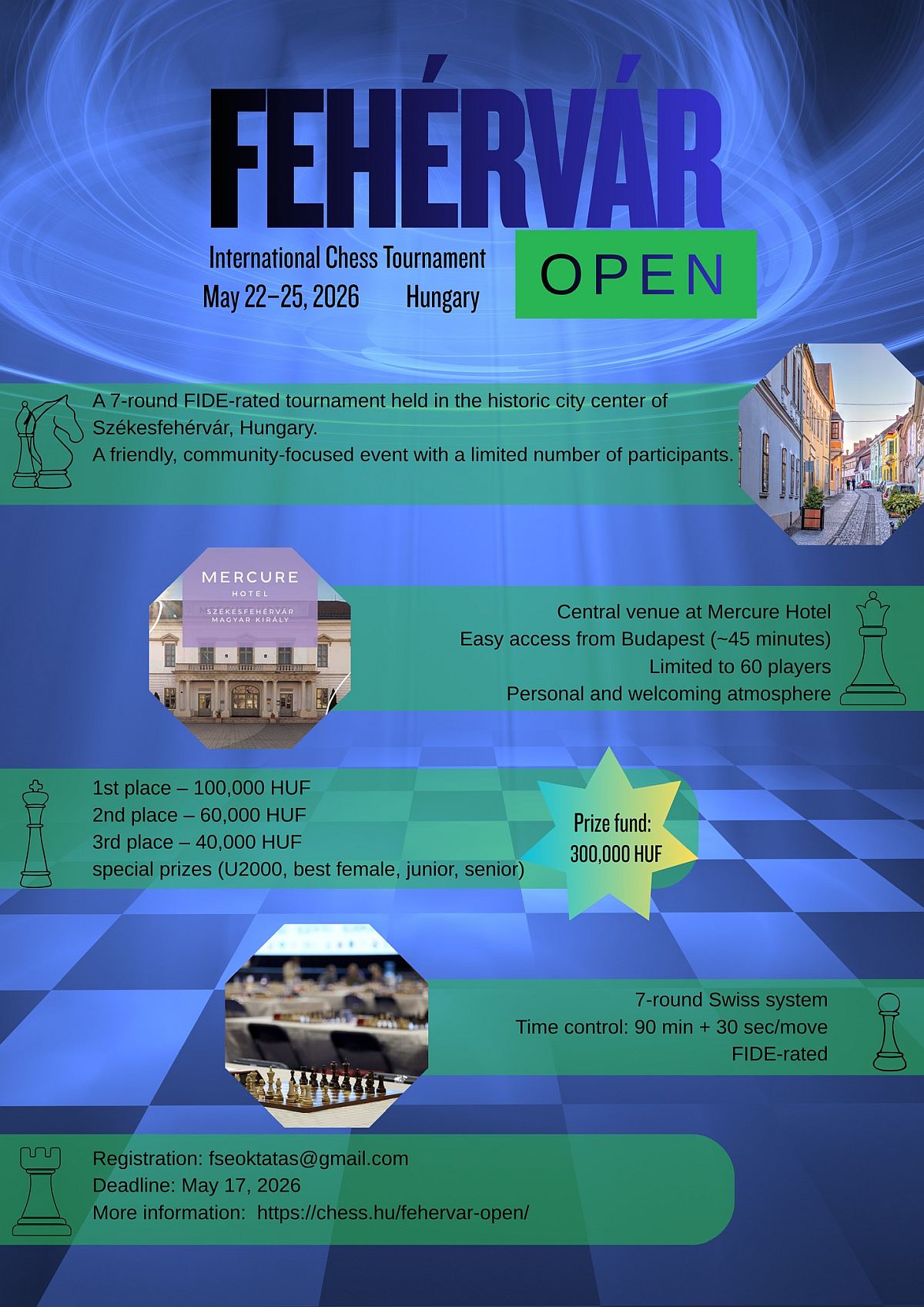 FEHÉRVÁR OPEN 2026 - nemzetközi sakkverseny lesz Székesfehérváron