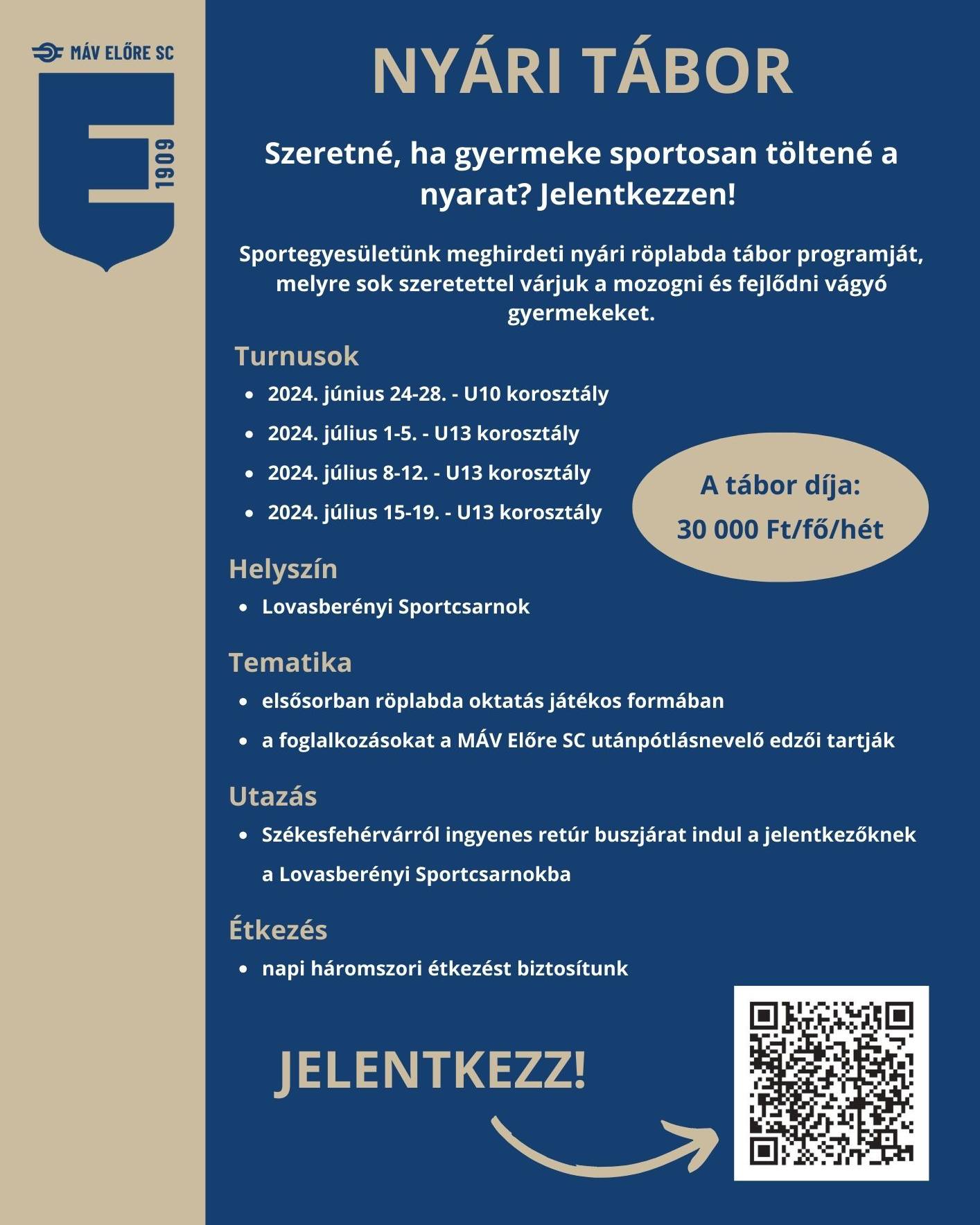 Már lehet jelentkezni a MÁV Előre SC nyári röplabdatáboraiba