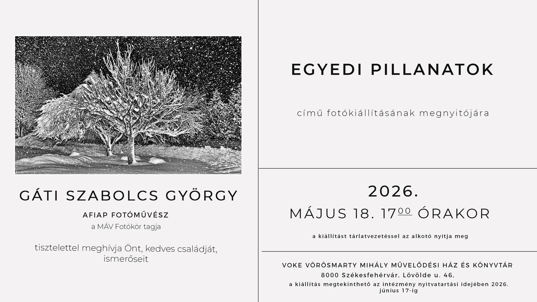 Egyedi pillanatok – Gáti Szabolcs György fotókiállítása a VOKE-ben
