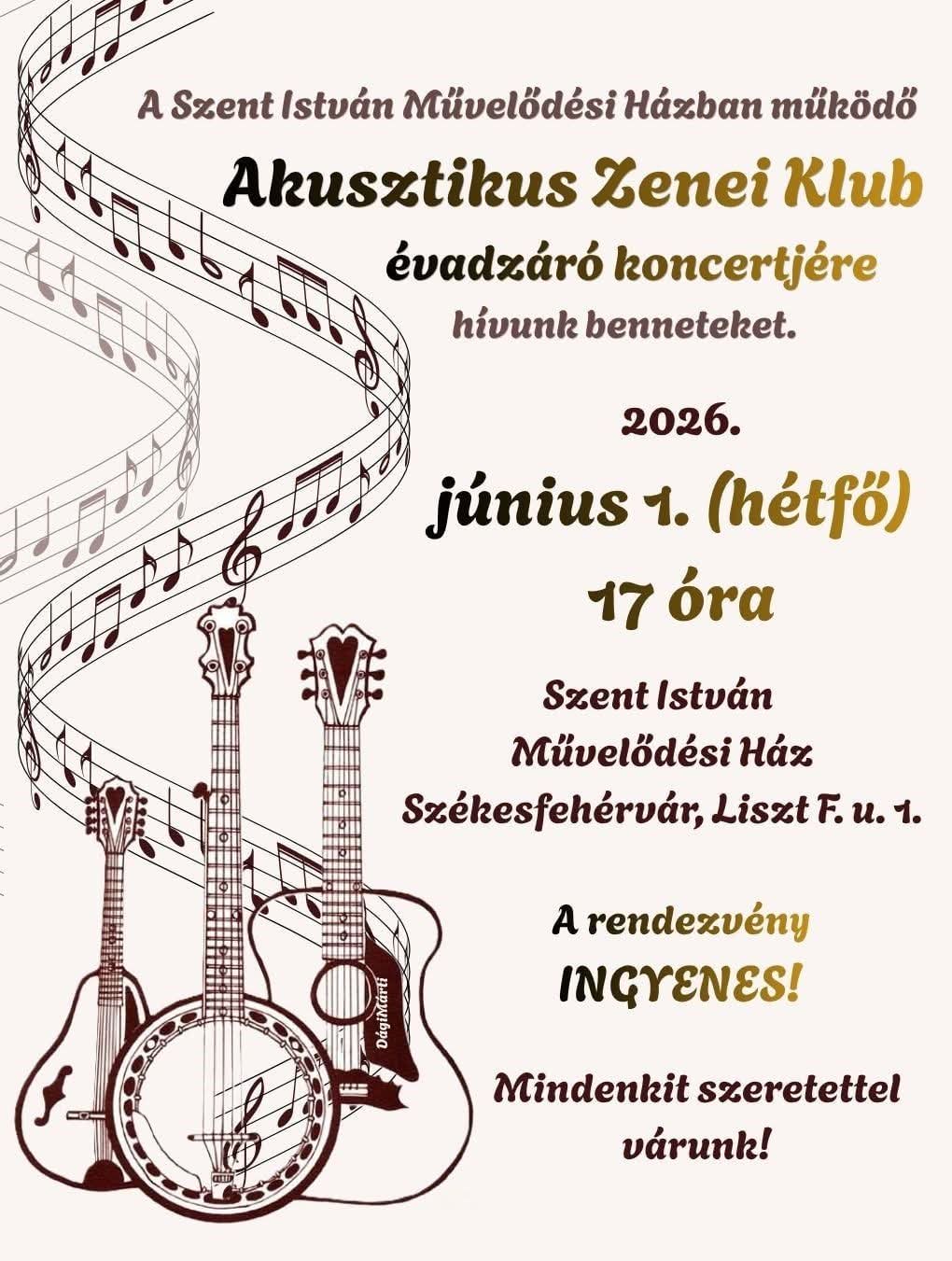 Évadzáró koncertre hívja a zenebarátokat az Akusztikus Zenei Klub