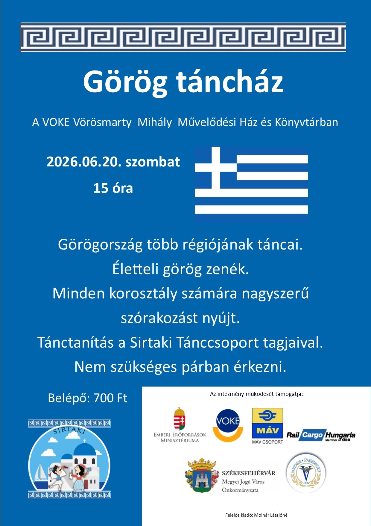 Görög táncház lesz június 20-án a VOKE Művelődési Házban