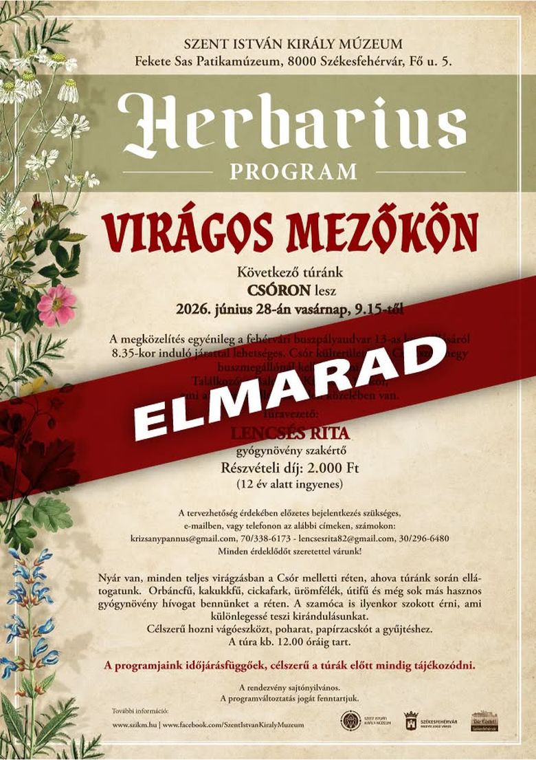 Elmarad a gyógynövénygyűjtő Herbarius-túra Csóron