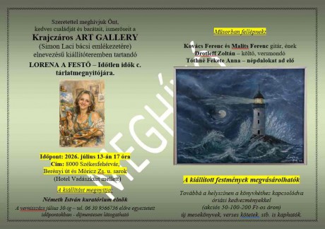 Lorena a festő – Időtlen idők című kiállítása a Krajczáros Art Galleryben