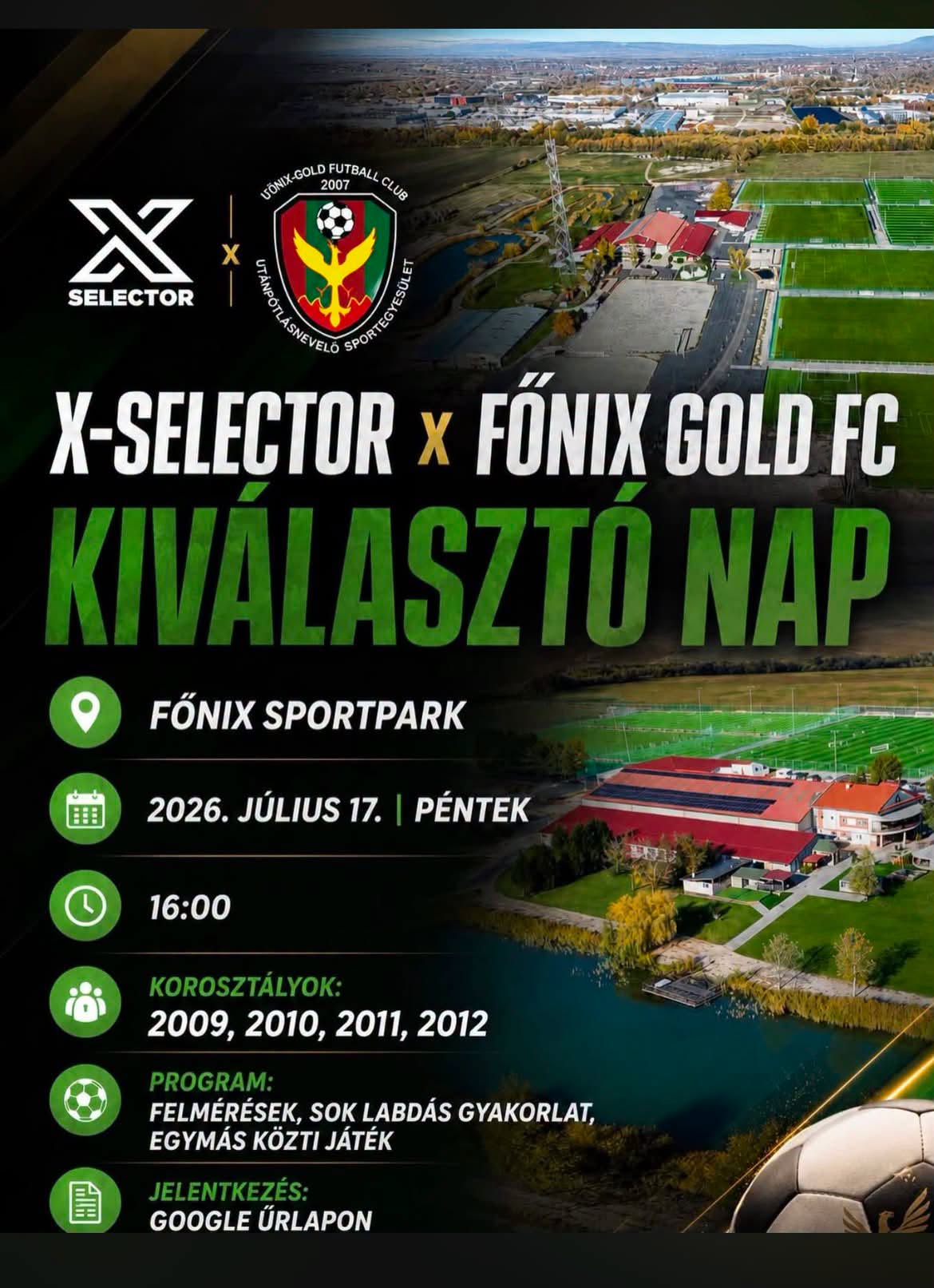 Kiválasztó napot szerveznek július 17-én pénteken a Főnix Sportparkban