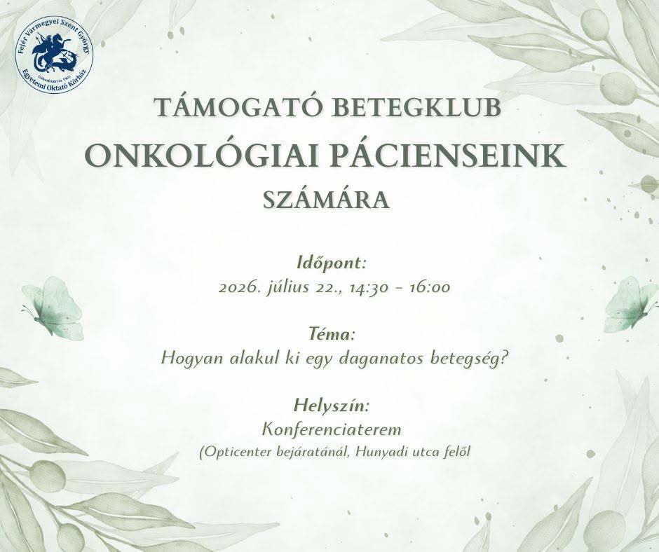 Július 22-én folytatódik a daganatos betegeket támogató klub foglalkozása