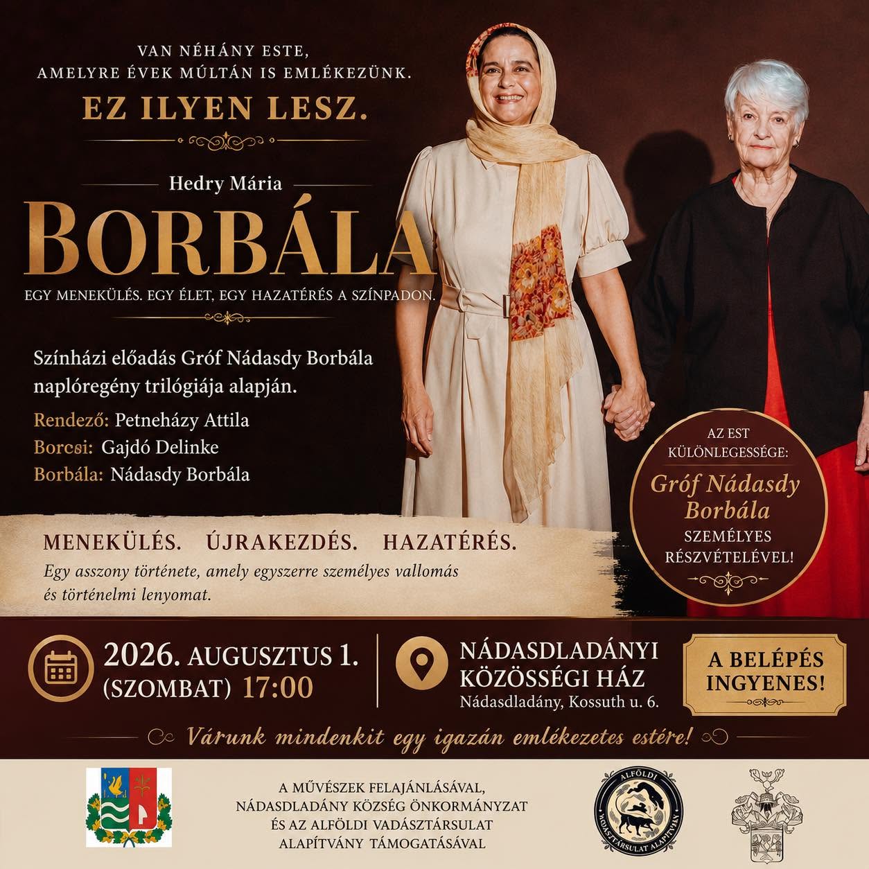 Borbála – színházi előadás Gróf Nádasdy Borbála naplóregény-trilógiája alapján Nádasdladányban