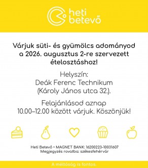 Fehérvári Heti Betevő – vasárnap folytatódik az ételosztás