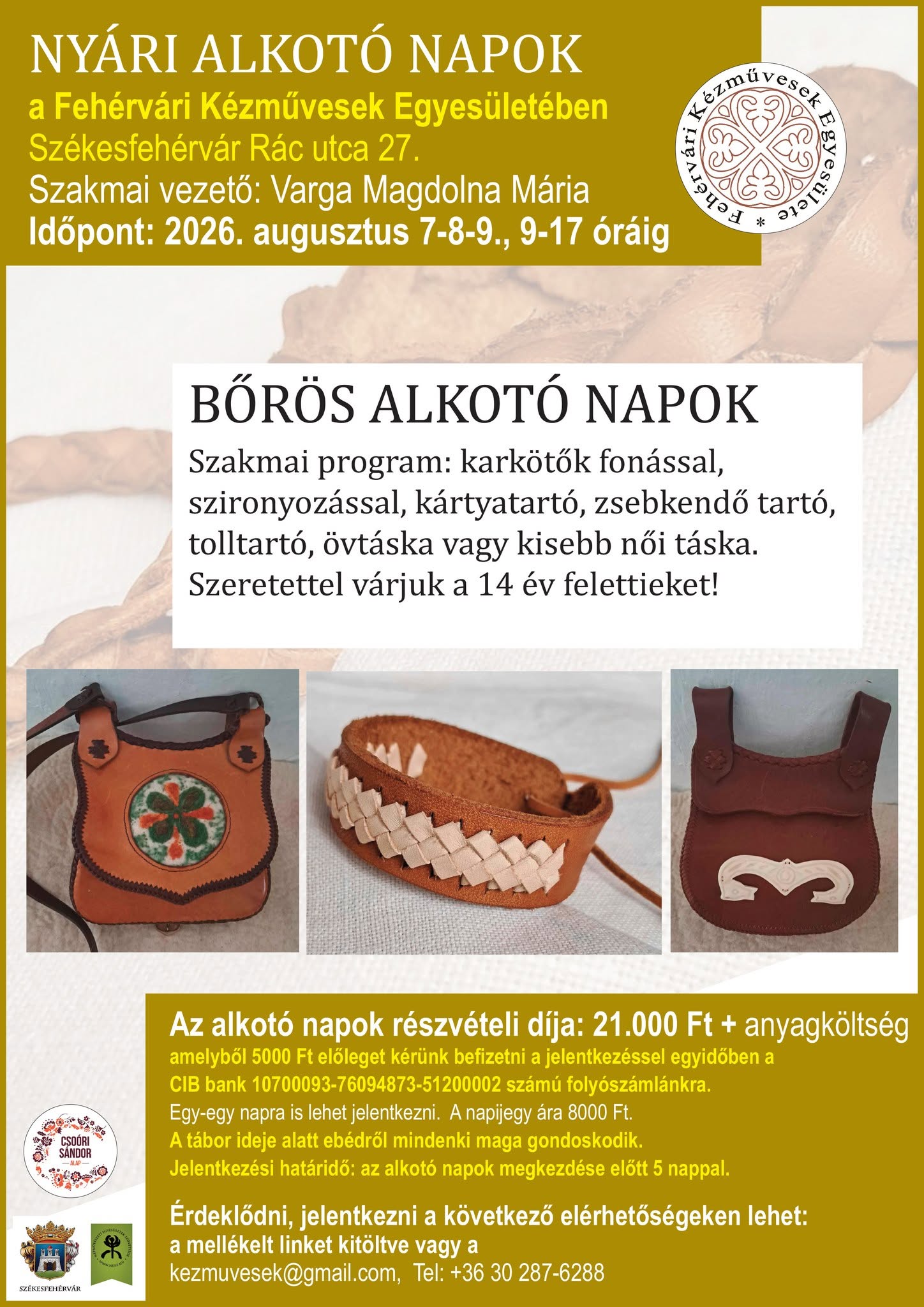 Most hétvégén bőrös, jövő hétvégén kosárfonó alkotó napokra hív a Kézművesek Háza