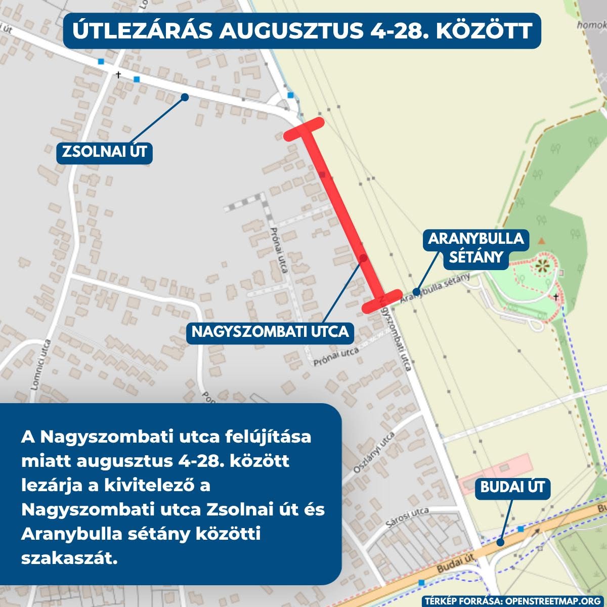 Kérik a közlekedőket, hogy ne a kis lakóutcákat használják kerülőútnak a Nagyszombati utcai útzár kikerülésére!